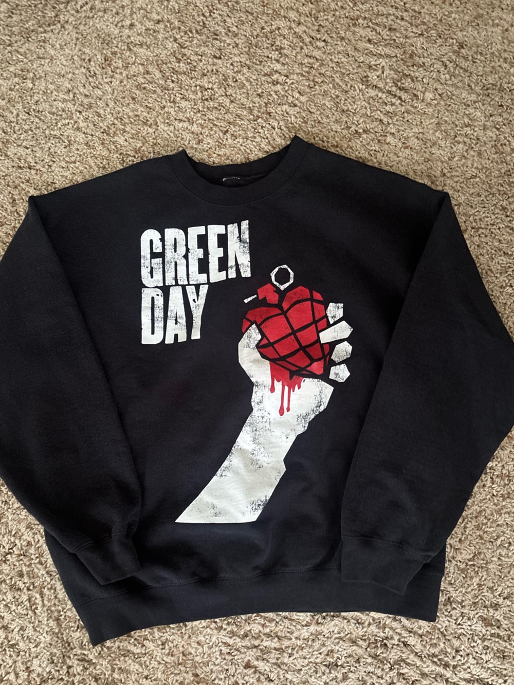 Black Green Day American Idiot Graphic Crewneck Sweater Large